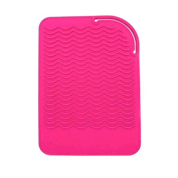 Tapete resistente al calor para rizadores, planchas y alisadores de cabello, herramientas de peinado, 23 x 16,5 cm, silicona de grado alimenticio, color rosa