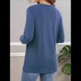 thumbnail image 4 of Blusas Tipo Túnica de Larga para Mujer, con Cuello en V, Botones y Ribete Suave, Informales y Holgadas Azul Oscuro M, 4 of 7
