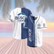 thumbnail image 2 of Traje de béisbol americano con letras impresas digitales 3D, abrigo deportivo informal sin cuello con botones, Jersey corto de entrenamiento, 2 of 5
