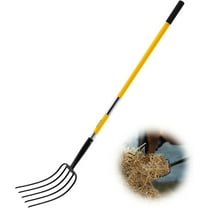 Garden Fork, 5-Tine Gardening Pitchfork with Fiberglass Handle, 57 in Heavy Duty Digging Fork with Y Grip, Forged Steel Spading Fork for Hay Potato Composting Transplanting Aeration