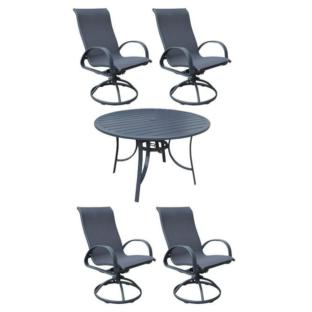 Courtyard Casual Santa Fe 5 Piece Swivel Rocker 48 Round Dining Table Set With 4 Rockers Silver Com Santa Fe 5 Piece Swivel Rocker, Santa Fe Style Outdoor Furniture