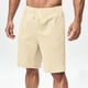 thumbnail image 3 of Mens Pantalones Cortos Cintura Elástica con Bolsillos Cuerda de Color Sólido, Moda Ocio Poliéster Transpirable, 3 of 8
