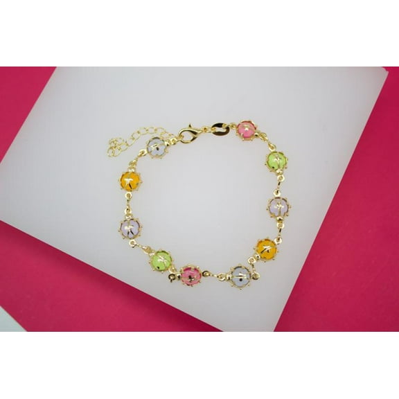 MultiColor CZ Lady Bug Charm Bracelet (I147)