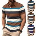 thumbnail image 4 of guisaled Mens Fashion Golf Shirts Striped Color Block Patchwork Henley Shirt Casual Short Sleeve Moisture Wicking Dress Shirts, 4 of 4