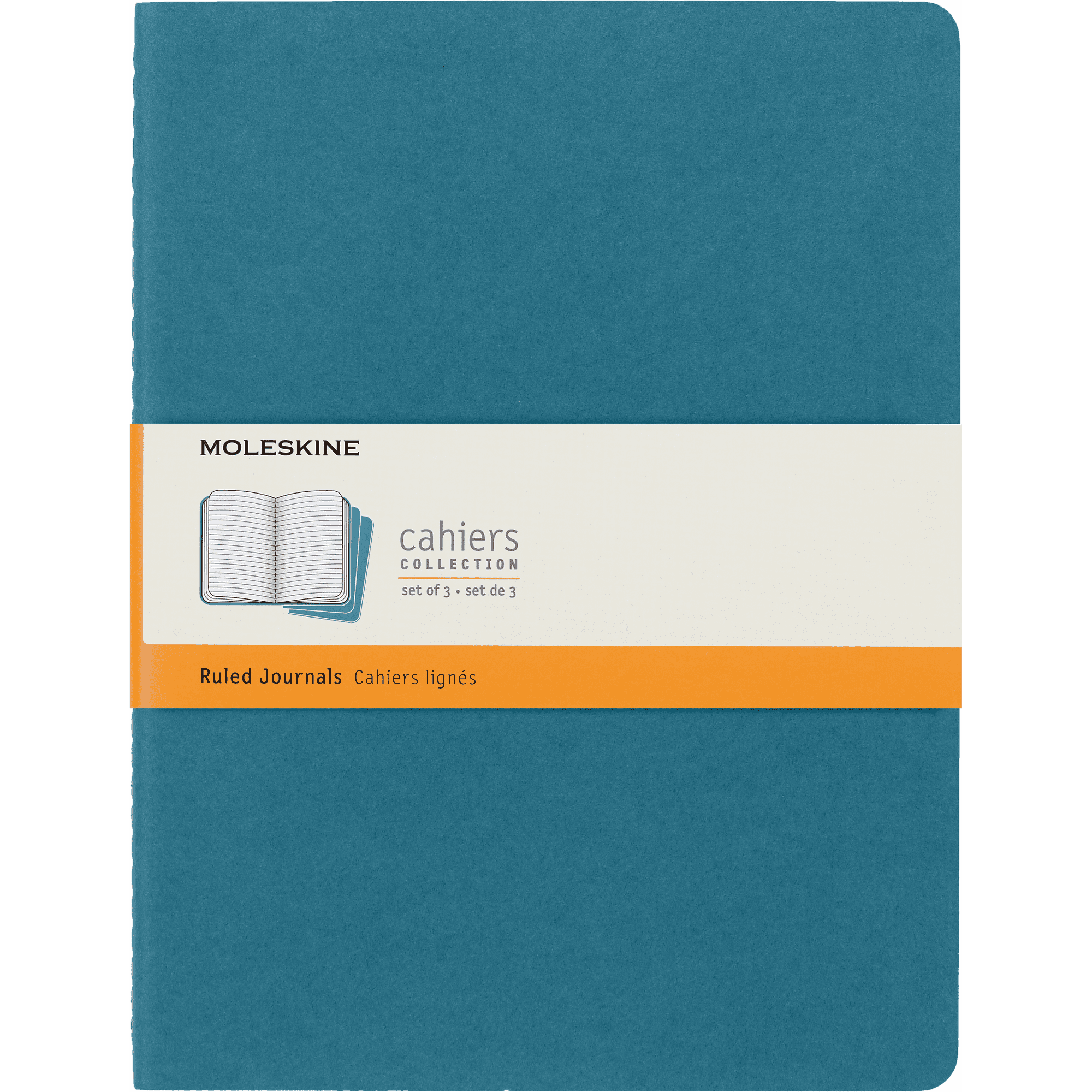 Moleskine Cahier Journals (Set of 3), XL (7.5" x 10"), Ruled, Brisk Blue