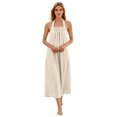 thumbnail image 6 of Women's Halter Maxi Dress, Sexy Backless Cotton Linen Long Dresses, Loose Fit Pleated Front Summer Beach Vacation Boho Sundress, 6 of 8
