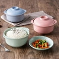 thumbnail image 4 of Instant Noodle Bowls with Lids Soup Hot Rice Bowls Japanese Style Students Food Container Healthy Tableware Bowl Tableware green, 4 of 6