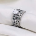thumbnail image 5 of Dazzlingdaimonds Jewels 925 Sterling Silver 3.00 Ct Heart Cut Emerald & Diamond Wedding Engagement Thanksgiving Christmas Bridal Ring Set 14K White Gold Plated For Women's -7, 5 of 5