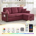 thumbnail image 3 of L-Shaped Sectional Sofa,Corduroy Convertible 3-Seat Sofa Couch with Pull-Out Storage,Ottoman for Living Room,Apartment,RED, 3 of 7