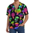 thumbnail image 3 of Naloa Bright Mushrooms Men's Loose Fit Cuban Collar Short-Sleeve Shirt with Button-down and Chest Pocket for Everyday Wear Outings - Medium, 3 of 7