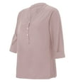 thumbnail image 7 of Holzkary Womens Button Down Shirts Breathable Loose Short Sleeve Cotton Linen Summer Causal Blouses Tops Women's Solid Color Stand Up Collar Cotton Long Sleeved Shirt Blouse Pink 4Xl, 7 of 7