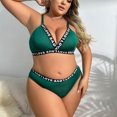 thumbnail image 6 of Levmjia Womens Lace Lingerie Set Plus Size Bow Wireless Solid Color Adjustable Spaghetti Strap V Neck Bra And High Waist Panty Suit Honeymoon Bedroom, 6 of 7