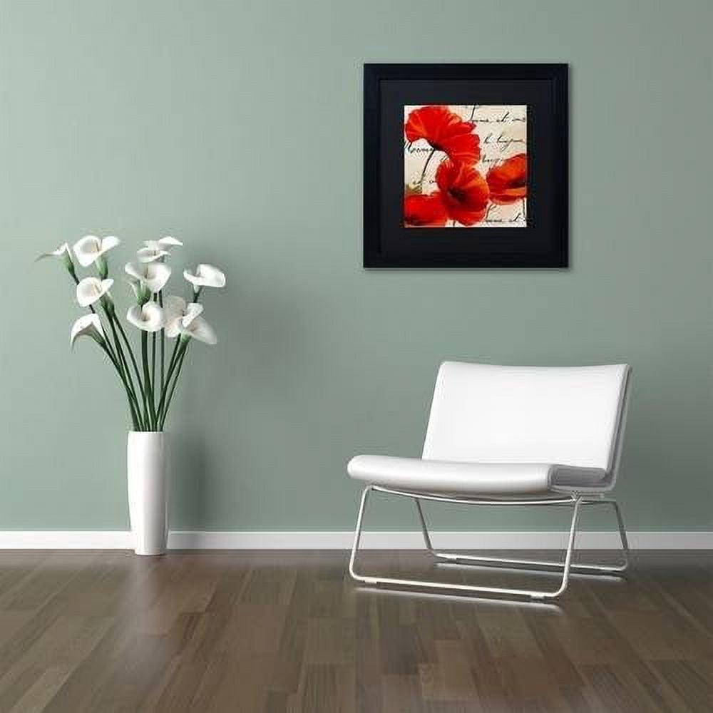 Trademark Fine Art "Coquelicots Rouge I" Canvas Art by Color Bakery Black Matte, Black Frame
