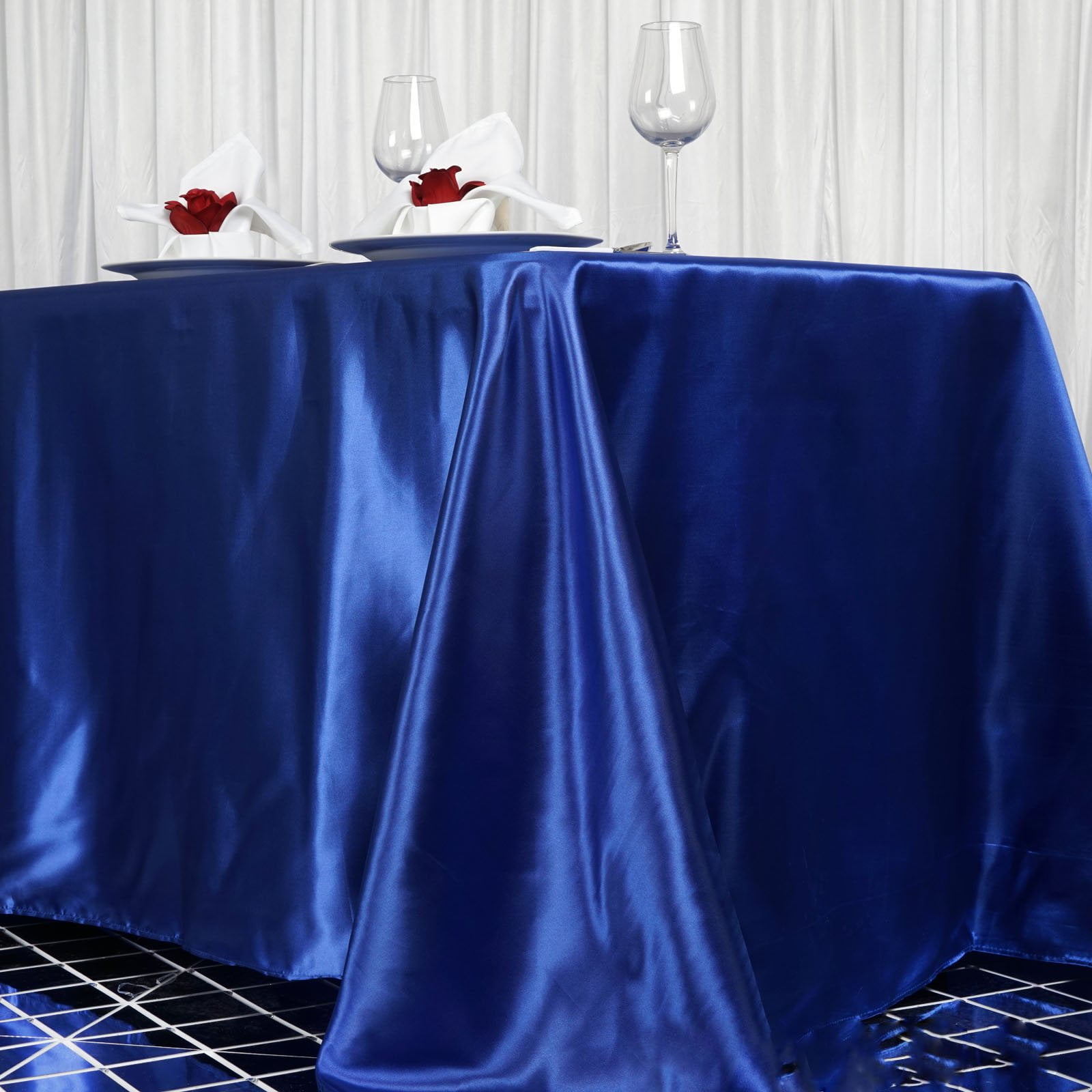 Efavormart 90x156" Rectangle ROYAL BLUE Wholesale SATIN Tablecloth