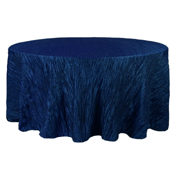Your Chair Covers - 132 Inch Round Crinkle Taffeta Tablecloth Navy Blue ...