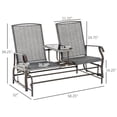thumbnail image 3 of Outdoor Glider Bench with Center Table, Patio Rocking Chair Swing Loveseat with Breathable Mesh for Backyard, Front Porch, Brown, 3 of 4