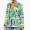 thumbnail image 2 of Blazer Décontracté pour Femmes Mi-Long Blouse Boutonnée Down Cardigan Ajusté Col en V Veste de Loisirs Imprimée Mode, 2 of 6