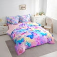 thumbnail image 3 of Manfei Kids Children Flying Butterflies Twin Bedding Sets 7-Piece,Dreamy Princess Bedding Comforter Set Microfiber,Abstract Gradient Breathable Sheet Sets,Ultra Soft Home Decor,Reversible, 3 of 8