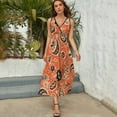 thumbnail image 5 of Orange Paisley Pattern Black White Design Sleeveless Dress Woman Fashion Long Dresses Women's Summer Suit Dress 2025, 5 of 7