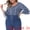 Navy Blue, variant on Women's Plus Floral V Neck Tiered Ruffle Bell Sleeve Blouse 2X Navy Blue