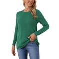 thumbnail image 4 of INSPIRE CHIC Women's Fall Winter Cozy Cable Knit Sweater Pullover Ribbed Loose Fit Casual Crewneck Top S Green, 4 of 6