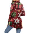 thumbnail image 3 of Women's Fashion Christmas Print Long-Sleeved Pocketed Slim-Fit Cardigan Coat for Holiday Party and Elegant Outerwear,Wine,S, 3 of 6