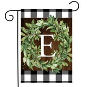 Wreath Monogram E Garden Flag Everyday 18" x 12.5" Briarwood Lane