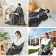 thumbnail image 6 of Electric Heated Robe Blanket with 10 Heat Settings & 12-Hour Timer, Wearable Sherpa Blanket with Foot Pocket and Sleeves, 50" x 70" + 18" Foot Cover, Grey, 6 of 6