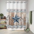 thumbnail image 6 of No Hook Shower Curtain, Texas Star Rustic Shower Curtains for Bathroom with See Through Top Window, Country Blue Berry Brown Wooden Plank Waterproof & Washable Bath Curtain Stall 48"x72", 6 of 9