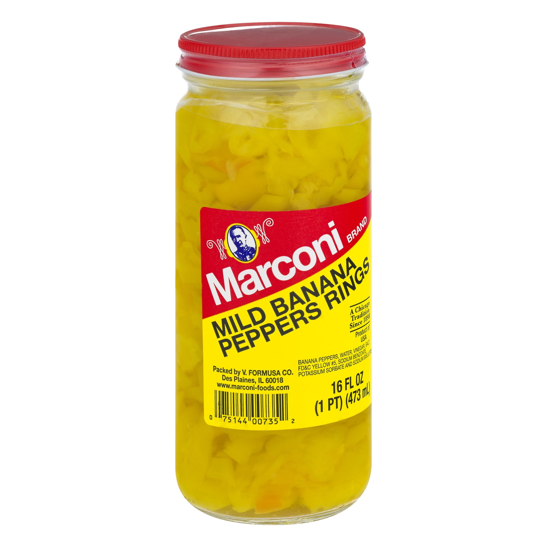 (2 pack) Marconi Mild Banana Pepper Rings, Shelf-Stable, 16 fl oz Jar