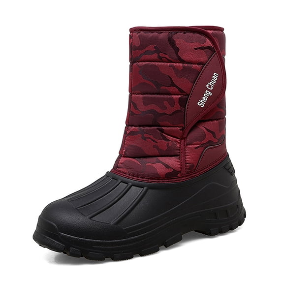 Women's Snow Boots Waterproof Warm Faux Plush Lined Hook and Loop Anti Slip Mid Calf Winter Warm Shoes