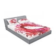 thumbnail image 3 of Ambesonne Modern Fitted Sheet & Pillow Sham Set, Smiling Woman Lips Effects, Twin, Fuchsia and Red, 3 of 3