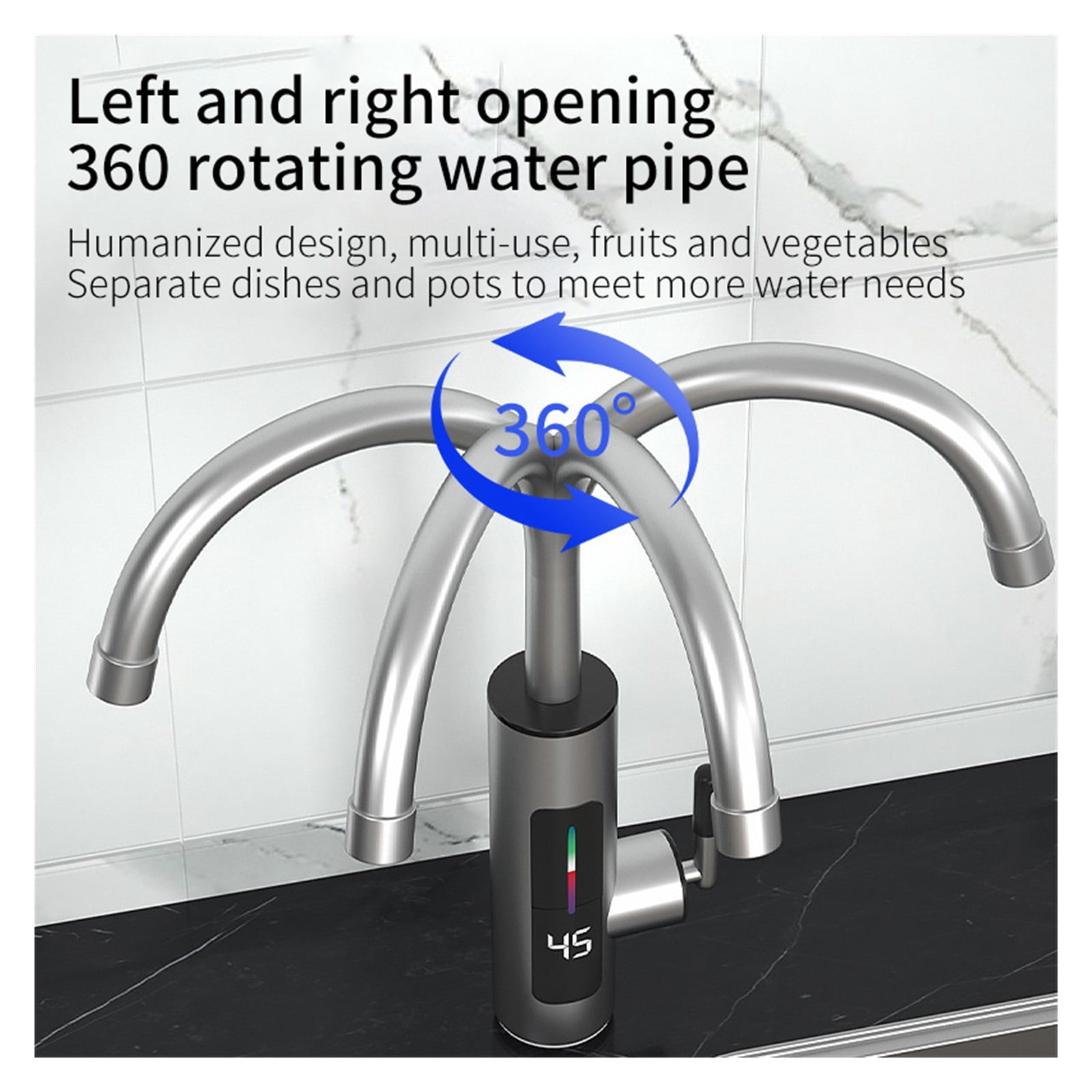 Electric Kitchen Water Heater Tap,Instant Hot Stainless Steel Water Faucet,Heater Cold Heating Faucet
