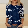 thumbnail image 2 of Lkhaha Womens T Shirts Casual Soft Stretchable Leisure Activities Modern Y2K Outfits Navy S, 2 of 4