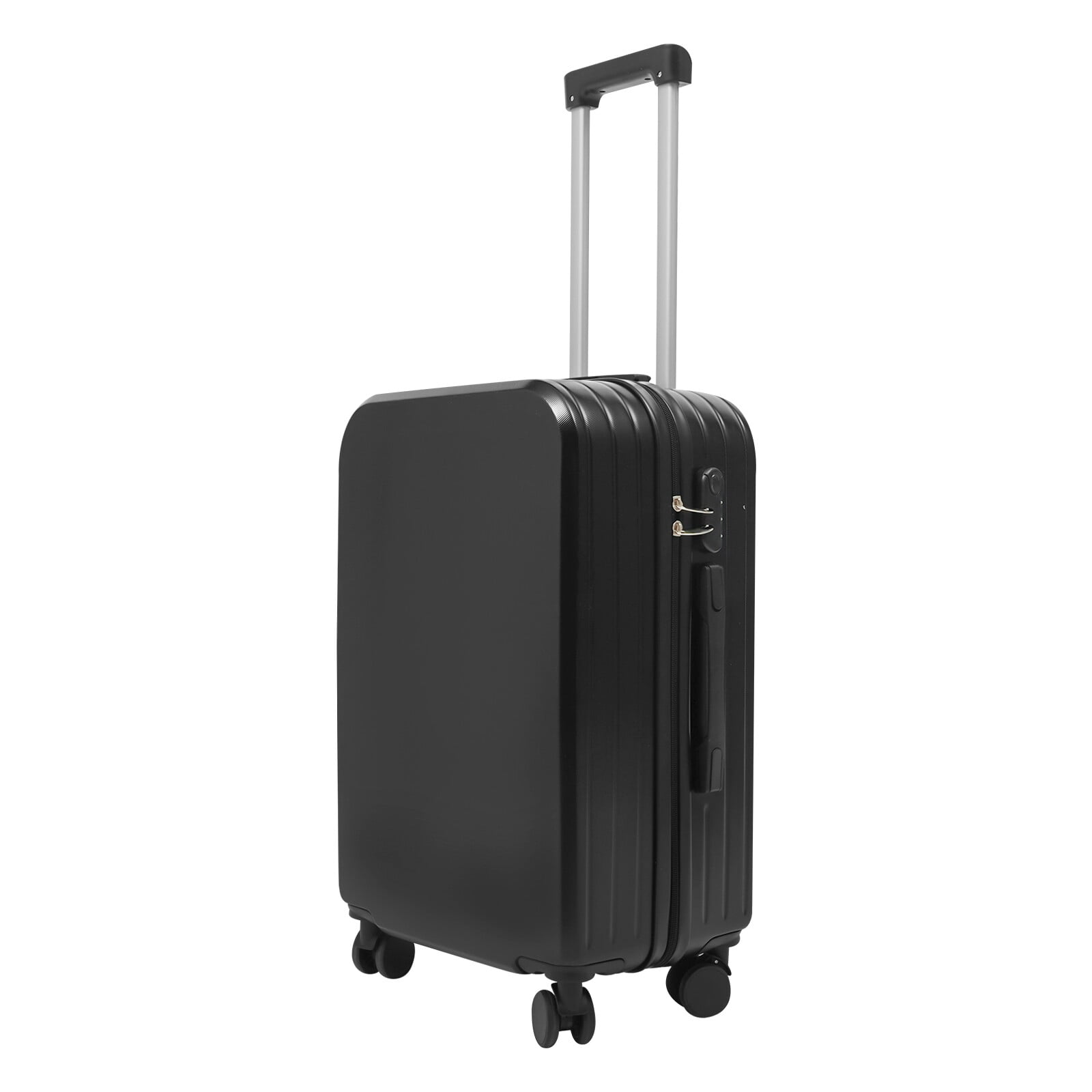 Black 24 inch Carry On Luggage, Checked Luggage with Cup Holder & Spinner Wheels Carry On Suitcase Airline Approved with USB Interface Lightweight Travel Luggage Suitcase