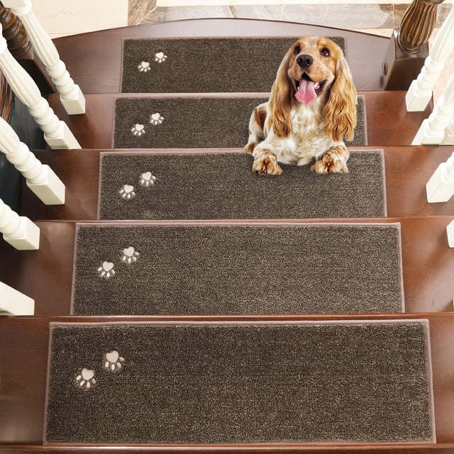 Pisadas de escalera para escalones de madera de 28 x 9 pulgadas antideslizante para interiores camino de escalera suave para niños ancianos y mascotas