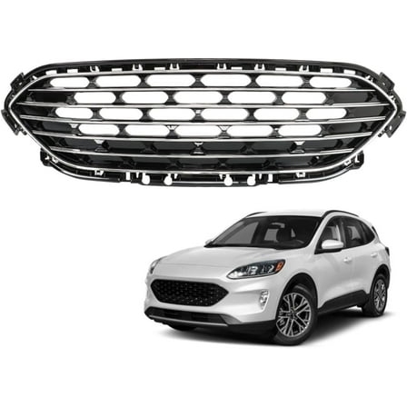 LABLT Front Bumper Center Grille Black with Chrome Molding Replacement for 2020-2022 Escape