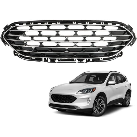 LABLT Front Bumper Center Grille Black with Chrome Molding Replacement for 2020-2022 Escape