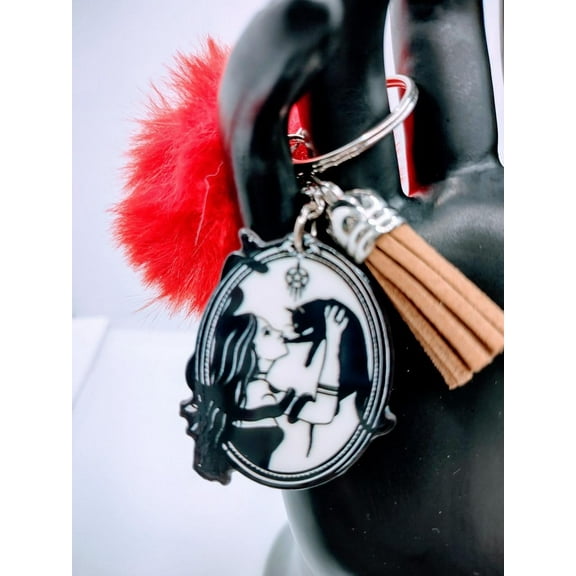 Kitten Kisses Keychain with faux fur and tassel charm