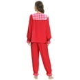 thumbnail image 5 of Xmarks Women Two Piece Pajamas Set Plaid Print Loungewear Button Down Night Suit Long Sleeve Pj Set Red US 12, 5 of 6