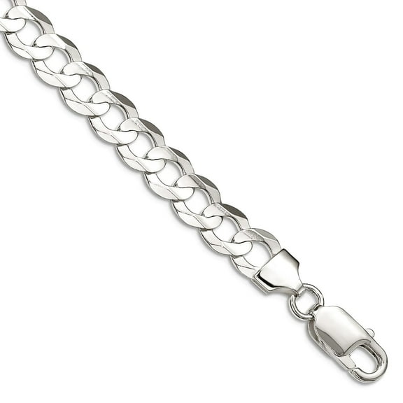 925 Sterling Silver 8.0mm Concave Beveled Curb Chain Bracelet 8 Inch Link Bracelet for Women and Men