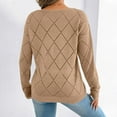 thumbnail image 5 of Royisotas Womens Sweaters Pullover V Neck Khaki Checkered Sweater Tops for Women Long Sleeve, 5 of 6