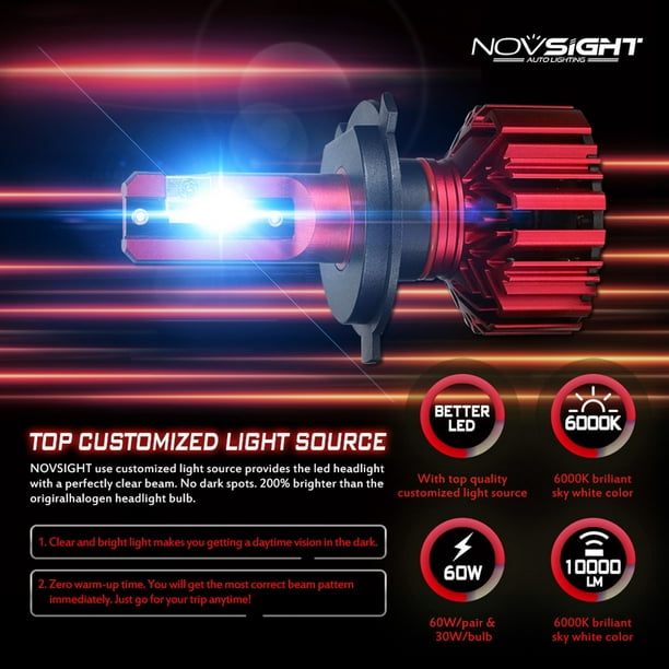 Buy H4 6000K Car LED Headlight Bulb Pair