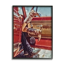 Stupell Industries Romantic Cowboy Boots Couple Transportation Painting Black Framed Art Print Wall Art, 24 x 30
