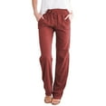 thumbnail image 1 of Kcodviy Women Solid Straight Solid Fleece Pants Women Short Elastic Pants Long Drawstring Plus Size Pants Linen Women Waist Cotton Plus Size Harem Pants for Women Casual Pants, 1 of 4