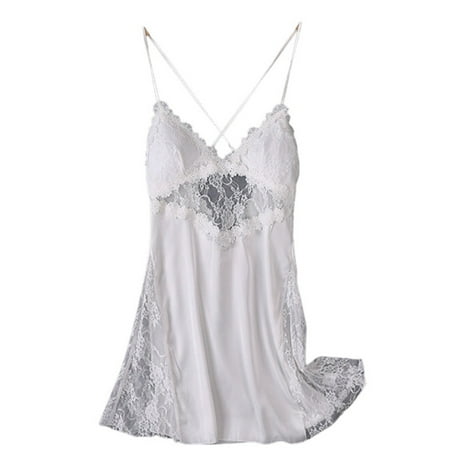 

Uuszgmr Womens Nightgown Women Lace Suspender Padded Satin Silk Sleep Dresshome Clothes Simple Beauty Nightgown Dress