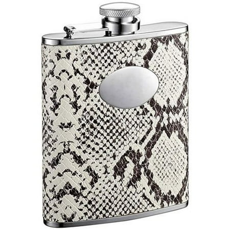 Visol Products Snakeskin Pattern Leather Stainless Steel Liquor Hip Flask