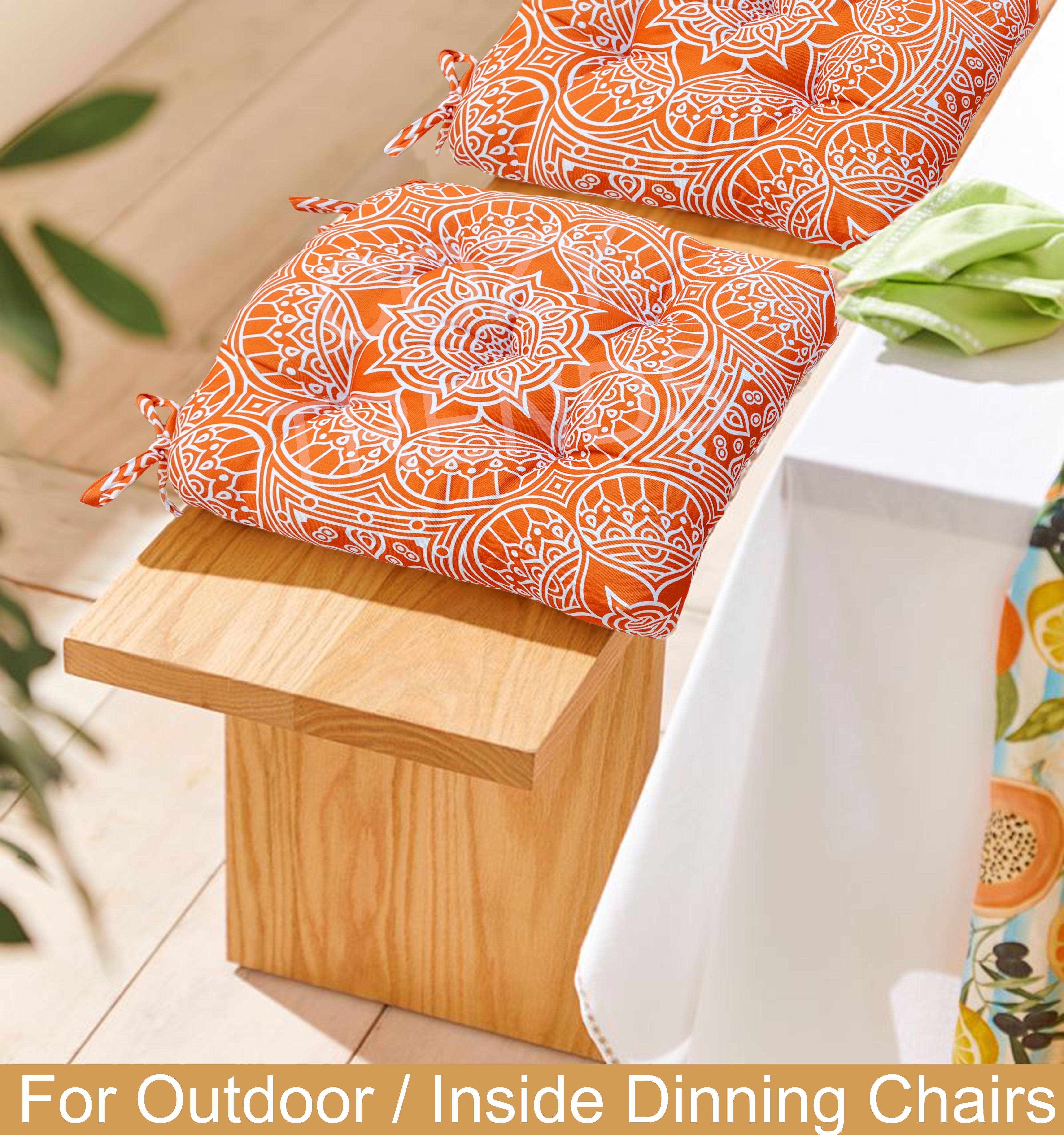 Indoor/Outdoor Chair Seat Cushion, Tufted, Weather, and Fade Resistant, 19" x 19" with Ties for Patio, Dining, Office Chairs