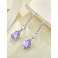thumbnail image 5 of PYNZY 925 Sterling Silver Teardrop Dangle Earrings with 7x10MM Created Alexandrite Birthstones, Wedding Cubic Zirconia Hook Earrings for Women Christmas Jewelry Gifts, 5 of 6