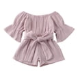 thumbnail image 1 of EYIIYE Toddler Girls Off Shoulder Playsuit Flared Sleeves Wide Leg Jumpsuit, 1 of 10